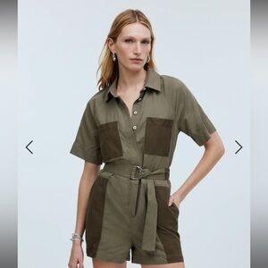 Patch pocket short sleeve romper